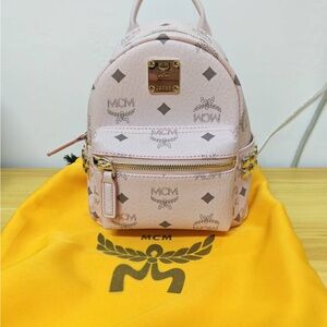 MCM Blush Pink Logo Backpack